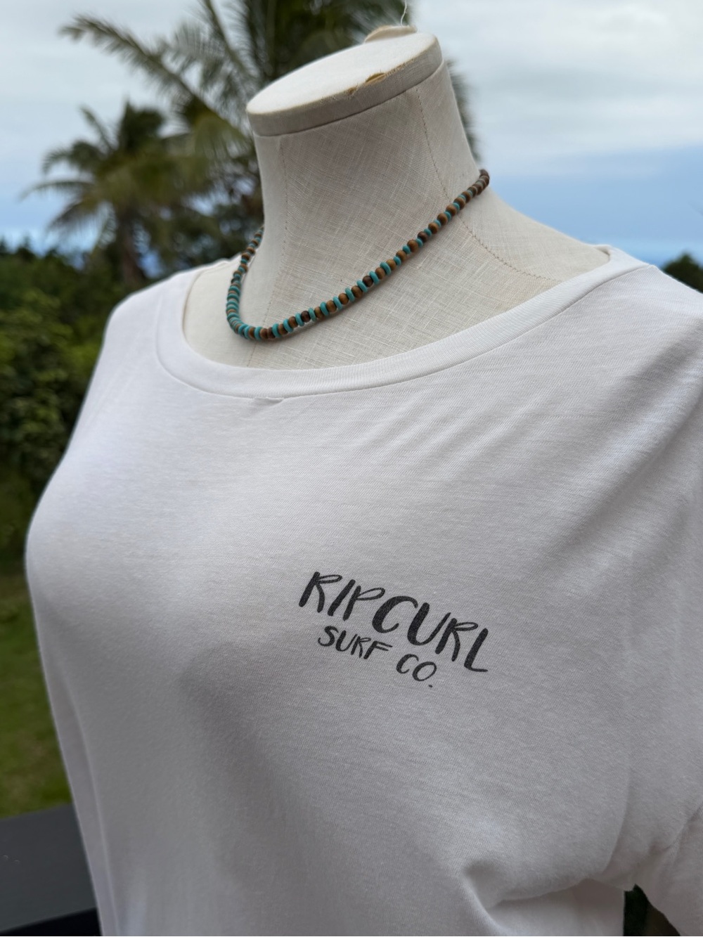 Rip Curl Live The Search Surf Co Graphic T-Shirt Medium White Tropical Beach
